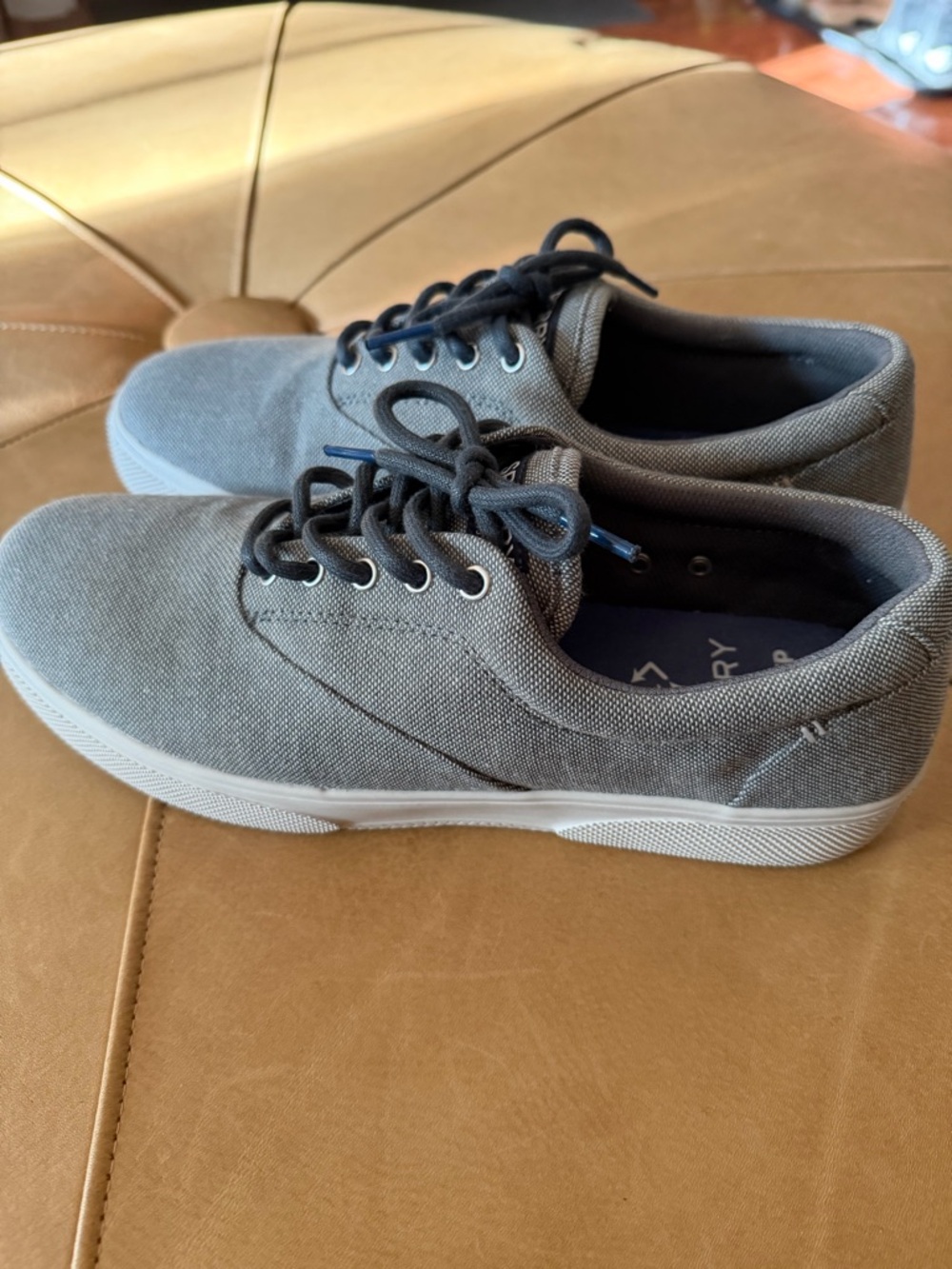 Sperry Gray Canvas Low-Top Lace-Up Sneakers
